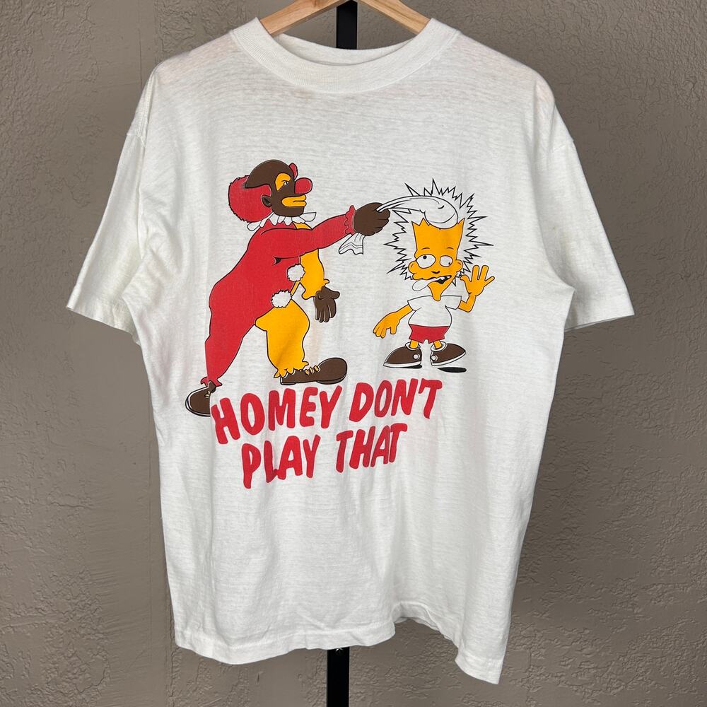 In Living Color Homey The Clown RARE Bart Simpson Vintage Large Tee